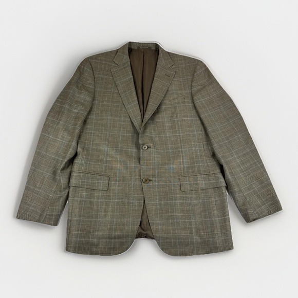 Ermenegildo Zegna Blazer Mens 52R Fit Mila Tartan Wool Silk Linen 2 Button READ